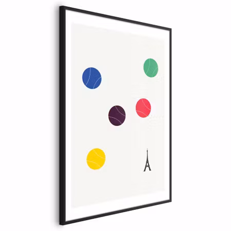 Poster med ram - Eiffel Tower and Colorful Tennis