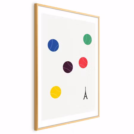 Poster med ram - Eiffel Tower and Colorful Tennis