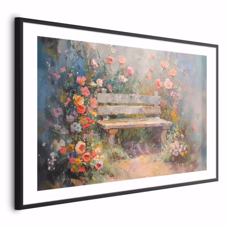 Poster med ram - Flowery Bench - Impressionist of