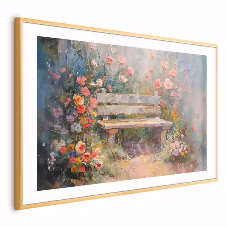Poster med ram - Flowery Bench - Impressionist of