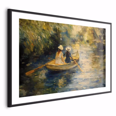 Poster med ram - Boat Crossing - Painting of Two