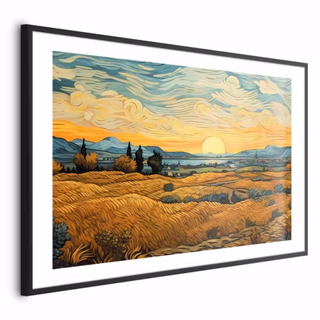 Poster med ram - Impressionistic Fields - Painted