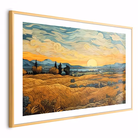 Poster med ram - Impressionistic Fields - Painted