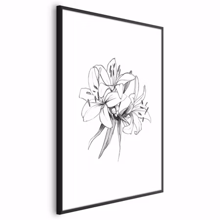 Poster med ram - Drawn Flowers