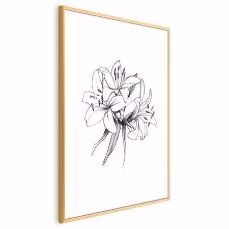 Poster med ram - Drawn Flowers