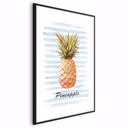 Poster med ram - Pineapple and Stripes