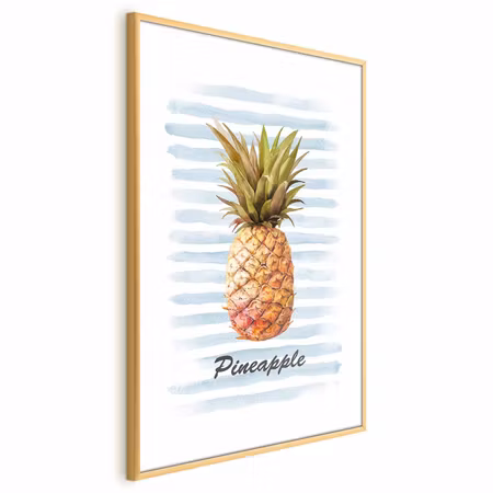 Poster med ram - Pineapple and Stripes