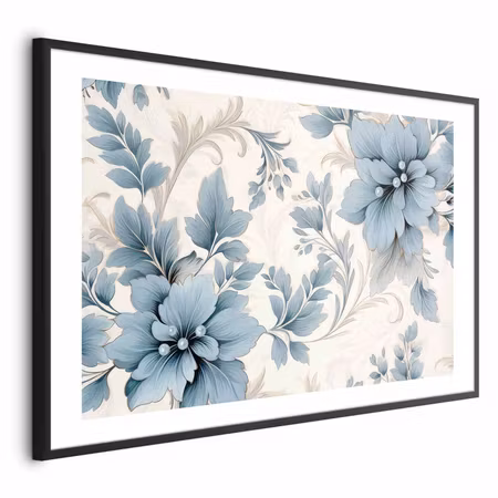 Poster med ram - Turquoise Ornamental Retro
