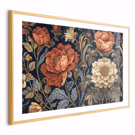 Poster med ram - Tapestry Large Retro Flowers