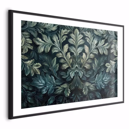 Poster med ram - Victorian Leaves in Dark Greens