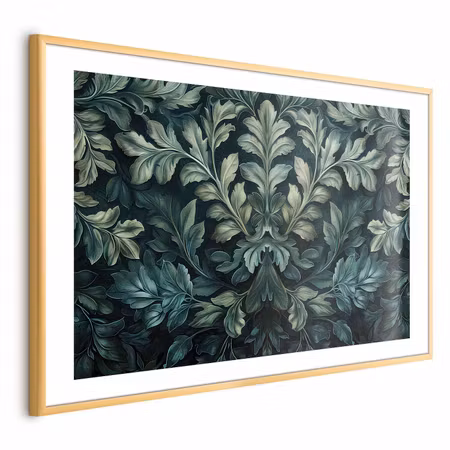 Poster med ram - Victorian Leaves in Dark Greens