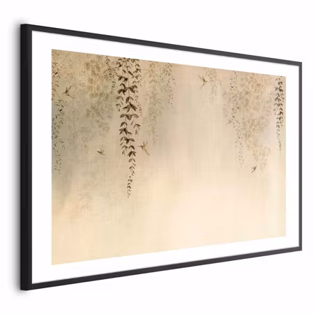Poster med ram - Beige Hummingbirds
