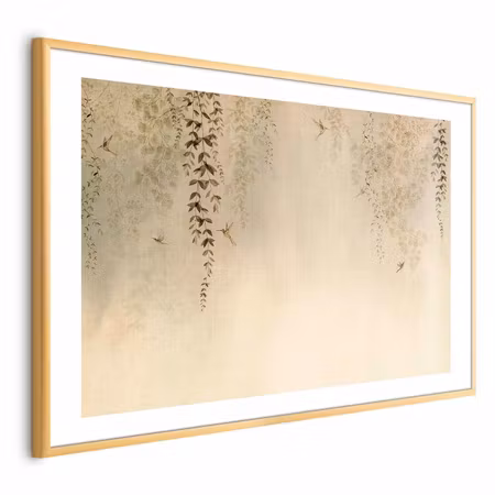 Poster med ram - Beige Hummingbirds