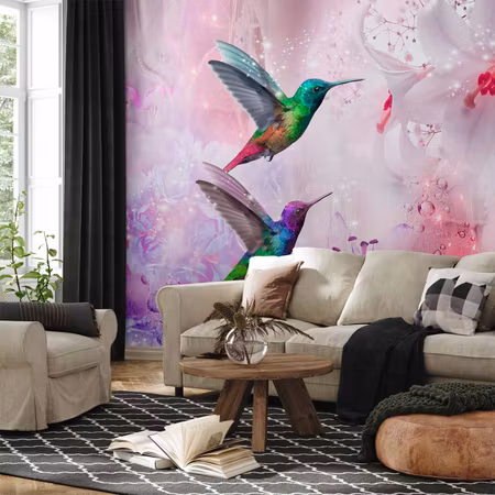 Fototapet - Colourful Hummingbirds Purple