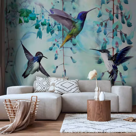 Fototapet - Flying Hummingbirds Green