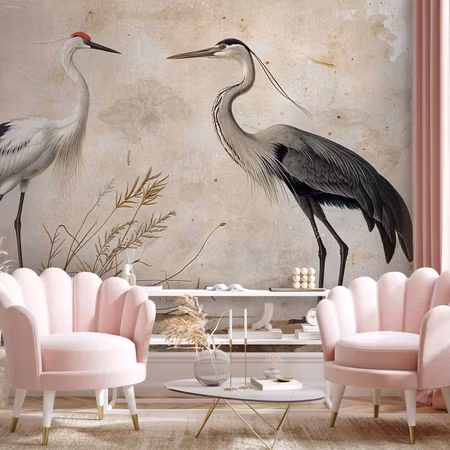 Fototapet - Birds From an Old Engraving Vintage