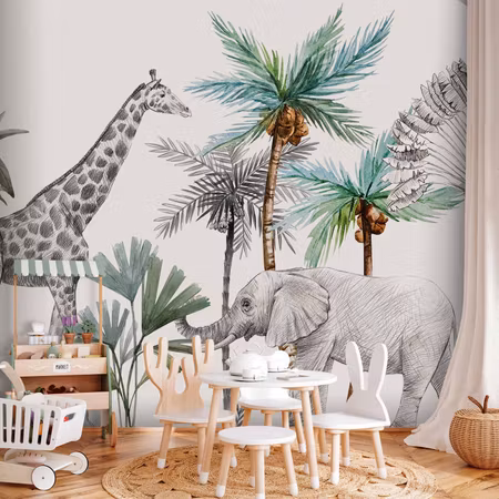 Fototapet - Jungle Animals Wallpaper For Children