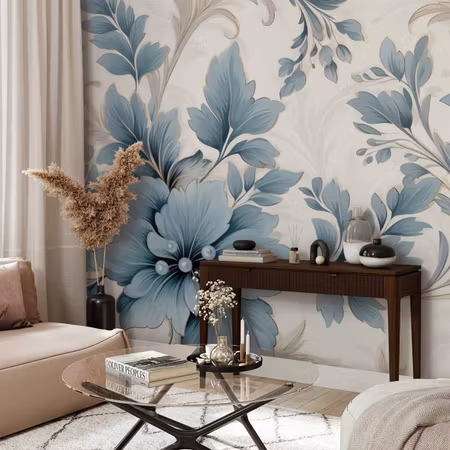 Fototapet - Turquoise Flowers in Retro Ambience