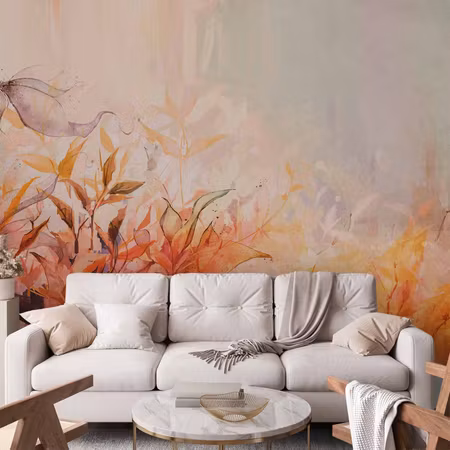 Fototapet - Flaming Meadow Nature Landscape with