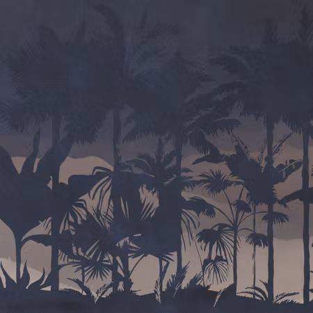 Rund fototapet - Jungle at night