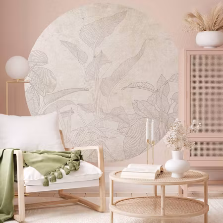 Rund fototapet - Subtle exotic plants