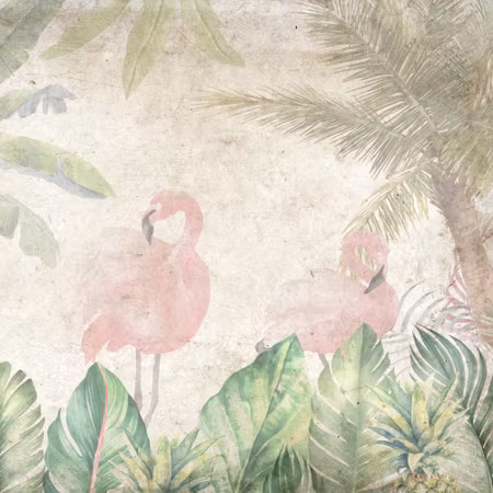 Rund fototapet - Birds in the jungle