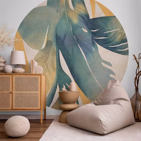 Rund fototapet - Watercolour tropics