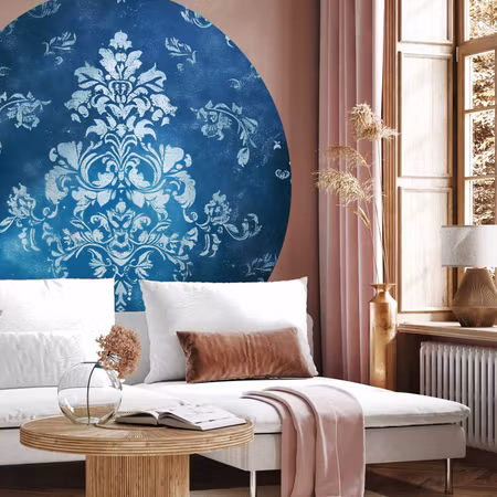 Rund fototapet - Retro ornament in faded blues