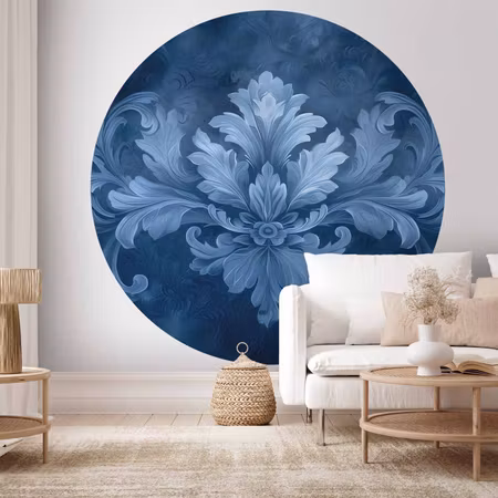 Rund fototapet - Blue ornament in cool shades