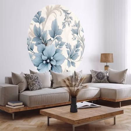 Rund fototapet - Turquoise ornamental retro
