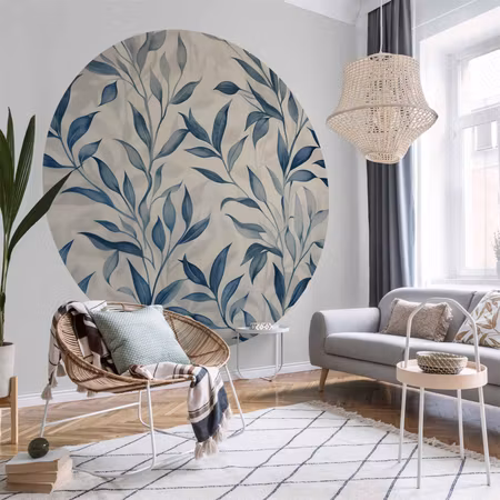 Rund fototapet - Delicate botanical motif with
