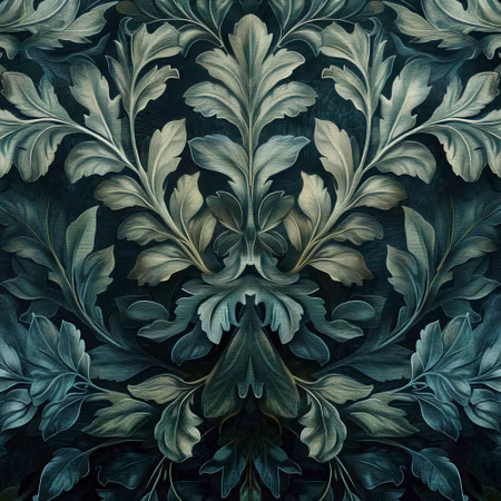 Rund fototapet - Victorian leaves in dark greens