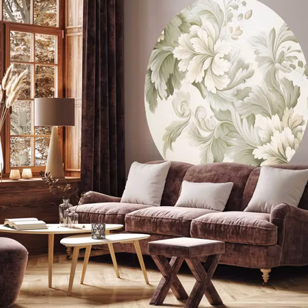 Rund fototapet - Vintage flowers in bright colours