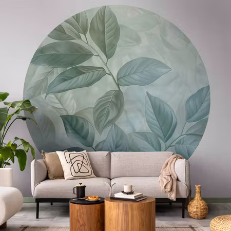 Rund fototapet - Mint leaves large botanical
