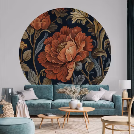 Rund fototapet - Tapestry style large retro