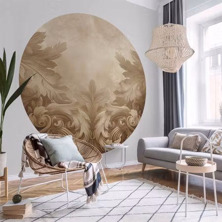 Rund fototapet - Carved ornaments in shades of
