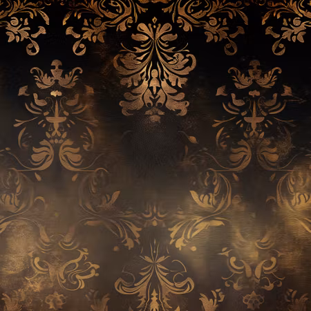 Rund fototapet - Dark baroque patterns with gold
