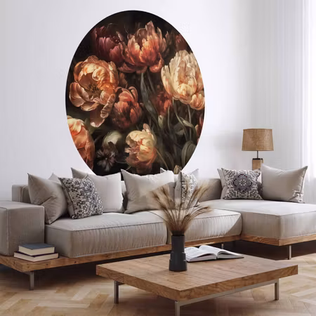 Rund fototapet - Blooming tulips