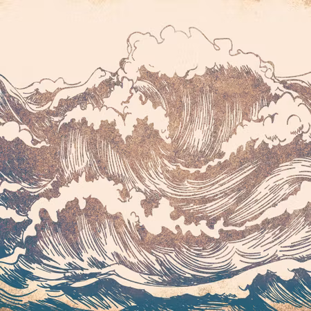 Rund fototapet - Giant waves