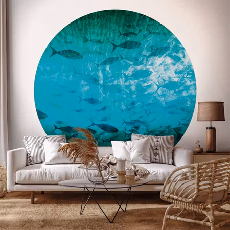 Rund fototapet - A shoal of dark fish