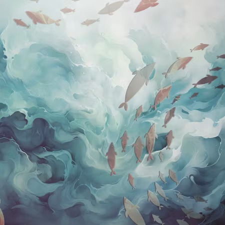 Rund fototapet - Fish in the ocean