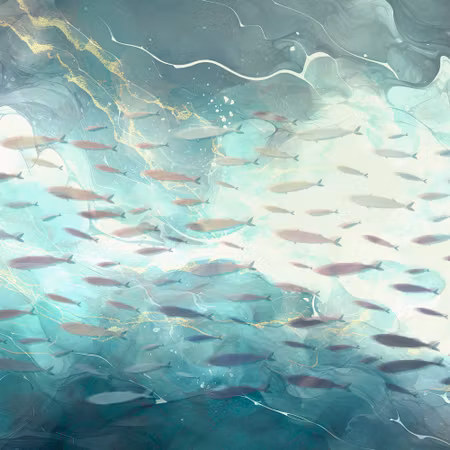 Rund fototapet - School of small fish