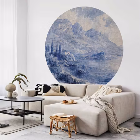 Rund fototapet - Blue bay italian landscape