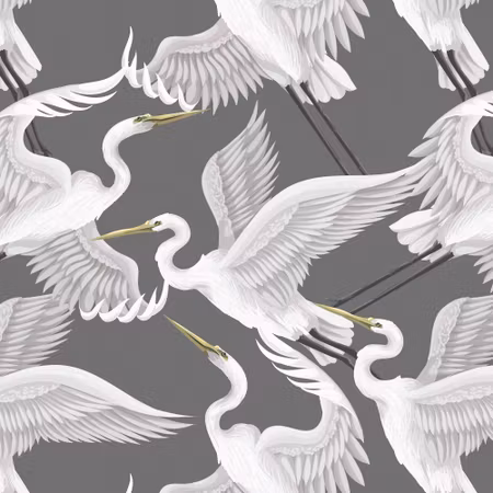Rund fototapet - Pastel birds a delicate pattern