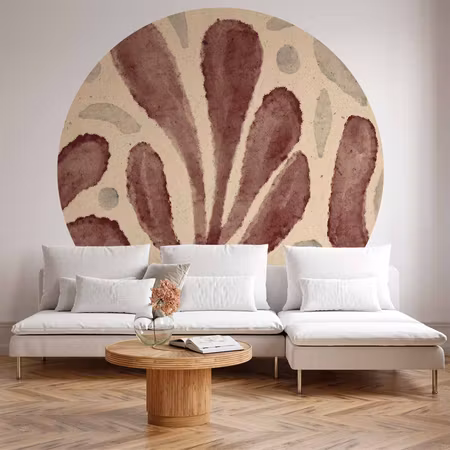 Rund fototapet - Leaves and spots large vibrant by