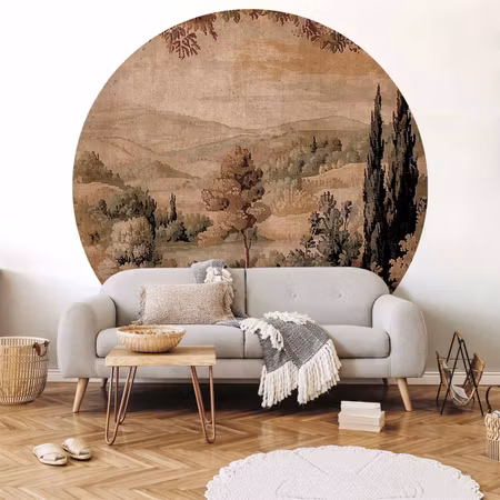 Rund fototapet - Mediterranean landscape old with