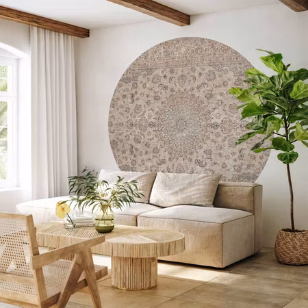 Rund fototapet - Sand carpet worn persian carpet