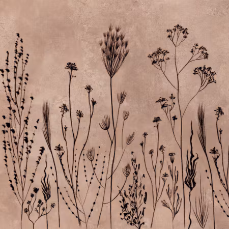 Rund fototapet - Wildflowers black plants on lime