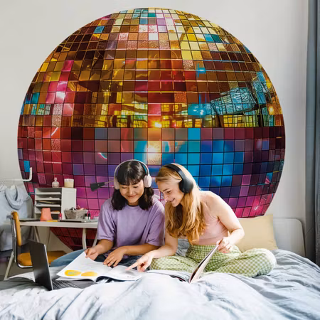 Rund fototapet - Gold disco ball