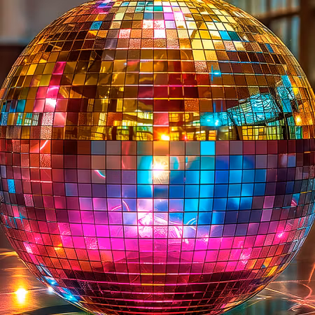 Rund fototapet - Gold disco ball